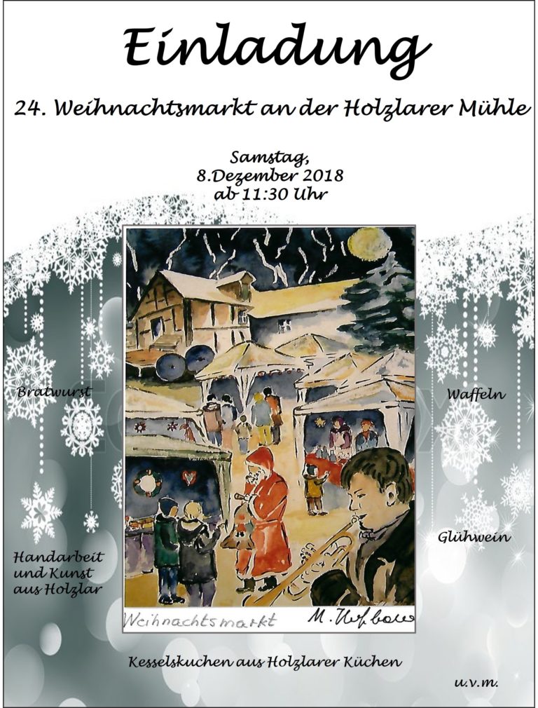 Nicht vergessen: am 08. Dezember ist Weihnachtsmarkt