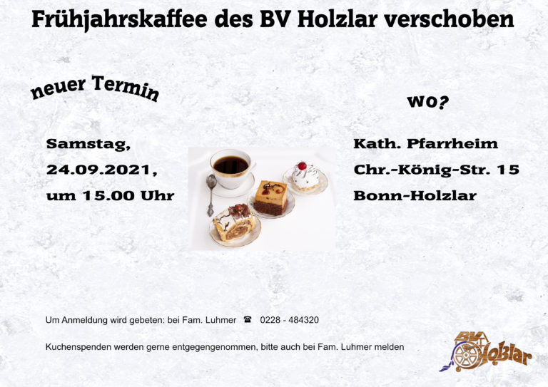 Frühjahrskaffee auf den 24. September verschoben