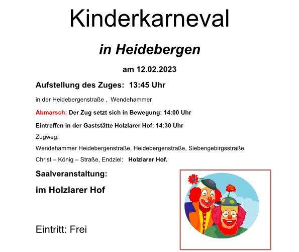 Kinderkarneval in Heidebergen am 12.02.2023