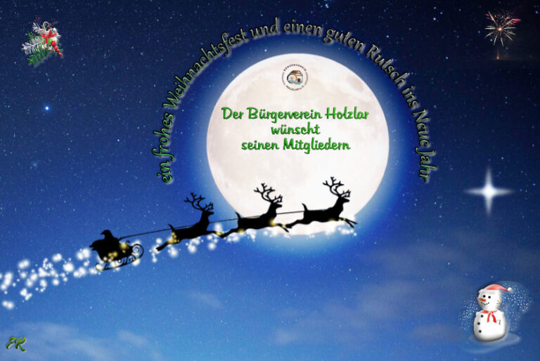 Der BV Holzlar e.V. wünscht Ihnen ein frohes Weihnachtsfest und ein gesundes Neues Jahr